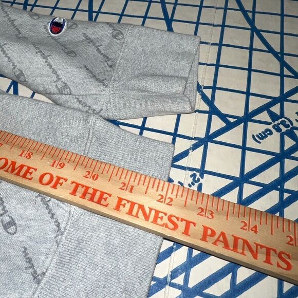 Champion Reverse Weave Hoodie Size Medium Gray Print All Over Heavyweight Hoodie - Picture 6 of 8